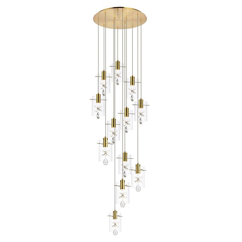Elegant Lighting Hana 12-Lights Aluminum Glass and Metal Pendant in Gold