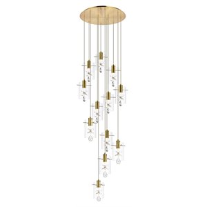 Elegant Lighting Hana 12-Lights Aluminum Glass and Metal Pendant in Gold