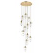 Elegant Lighting Hana 12-Lights Aluminum Glass and Metal Pendant in Gold