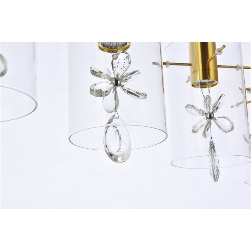Elegant Lighting Hana 5-Lights Aluminum Glass and Metal Pendant in Gold