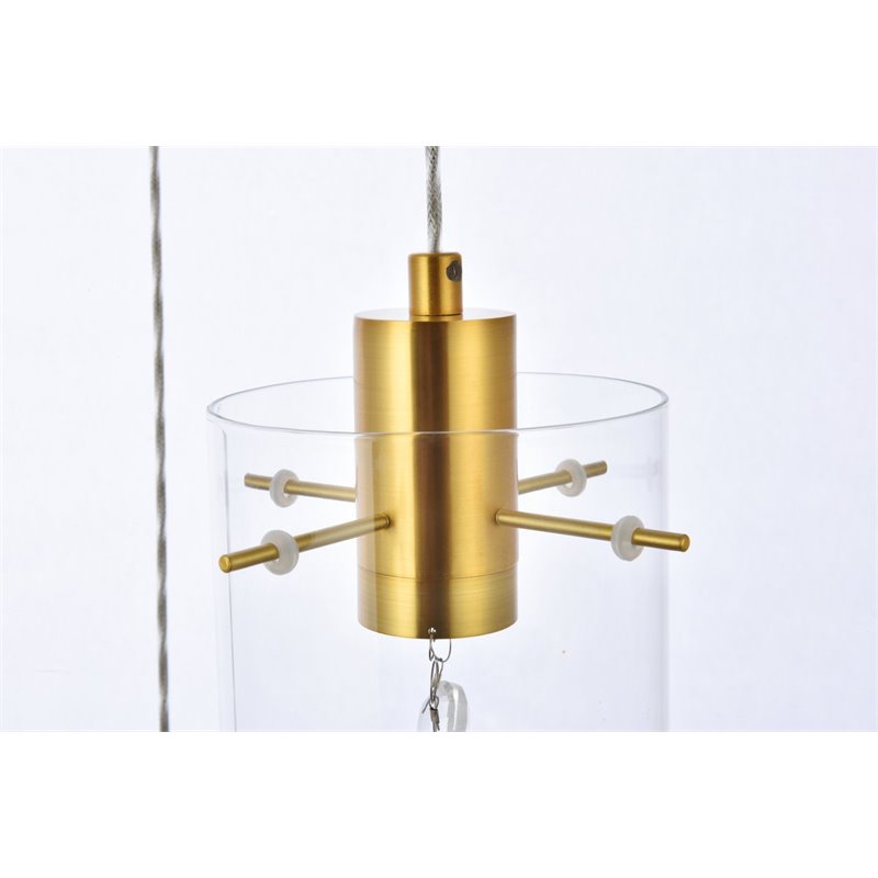 Elegant Lighting Hana 5-Lights Aluminum Glass and Metal Pendant in Gold