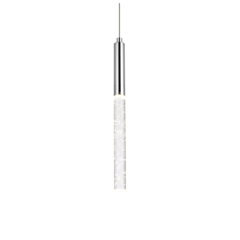 Elegant Lighting Ruelle 1-Light Modern Aluminum and Metal Pendant in Chrome