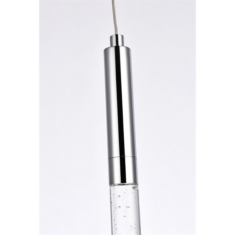 Elegant Lighting Ruelle 1-Light Modern Aluminum and Metal Pendant in Chrome