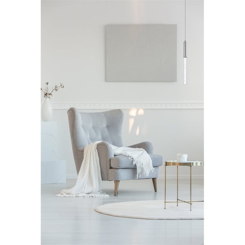 Elegant Lighting Ruelle 1-Light Modern Aluminum and Metal Pendant in Chrome