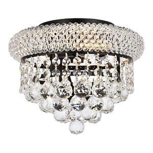 Elegant Lighting Primo 10&quot Metal and Crystal Flush Mount in Black
