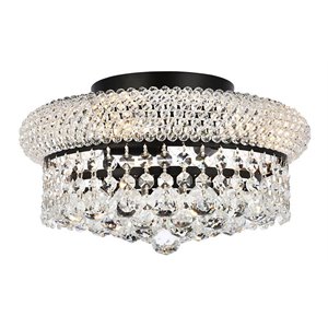 Elegant Lighting Primo 12&quot Metal and Crystal Flush Mount in Black