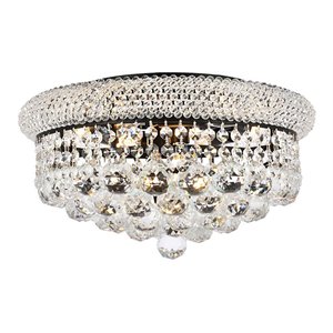 Elegant Lighting Primo 16&quot Metal and Crystal Flush Mount in Black