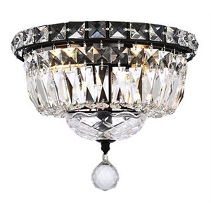 Elegant Lighting Tranquil 10&quot Metal and Crystal Flush Mount in Black