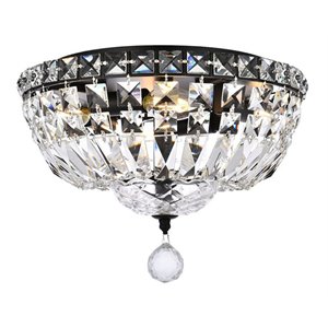 Elegant Lighting Tranquil 12&quot Metal and Crystal Flush Mount in Black