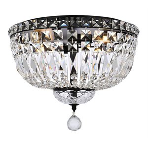 Elegant Lighting Tranquil 14&quot Metal and Crystal Flush Mount in Black