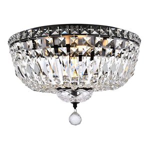 Elegant Lighting Tranquil 16&quot Metal and Crystal Flush Mount in Black