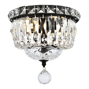 Elegant Lighting Tranquil 8&quot Metal and Crystal Flush Mount in Black