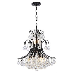 Elegant Lighting Toureg 19&quot Metal and Crystal Pendant in Black