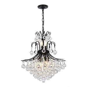 Elegant Lighting Toureg 22&quot Metal and Crystal Chandelier in Black