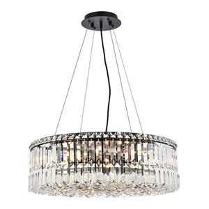 Elegant Lighting Maxime 24&quot Metal and Crystal Chandelier in Black