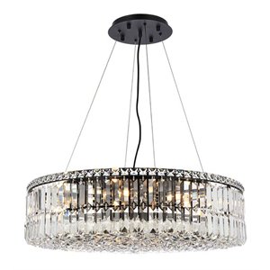 Elegant Lighting Maxime 28&quot Metal and Crystal Chandelier in Black