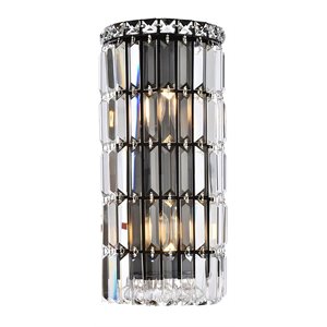 Elegant Lighting Maxime 8&quot Metal and Crystal Wall Sconce in Black