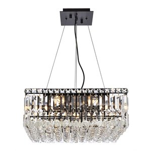 Elegant Lighting Maxime 20&quot Metal and Crystal Chandelier in Black Finish