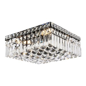 Elegant Lighting Maxime 14&quot Metal and Crystal Flush Mount in Black Finish