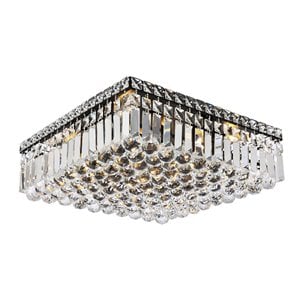 Elegant Lighting Maxime 16&quot Metal and Crystal Flush Mount in Black Finish