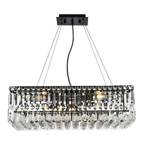 Elegant Lighting Maxime 24&quot Metal & Crystal Chandelier in Black Finish