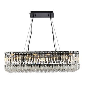 Elegant Lighting Maxime 28&quot Metal & Crystal Chandelier in Black Finish