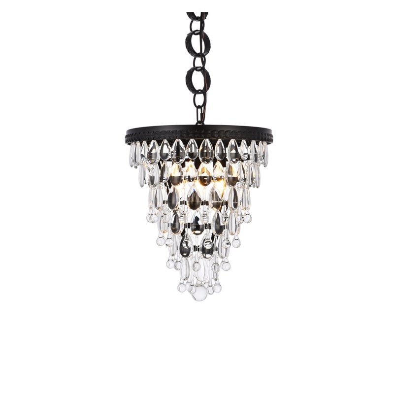 Elegant Lighting Nordic 3-Lights Contemporary Iron and Glass Pendant in Black