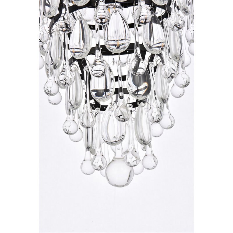 Elegant Lighting Nordic 3-Lights Contemporary Iron and Glass Pendant in Black