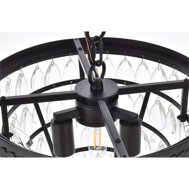 Elegant Lighting Nordic 3-Lights Contemporary Iron and Glass Pendant in Black