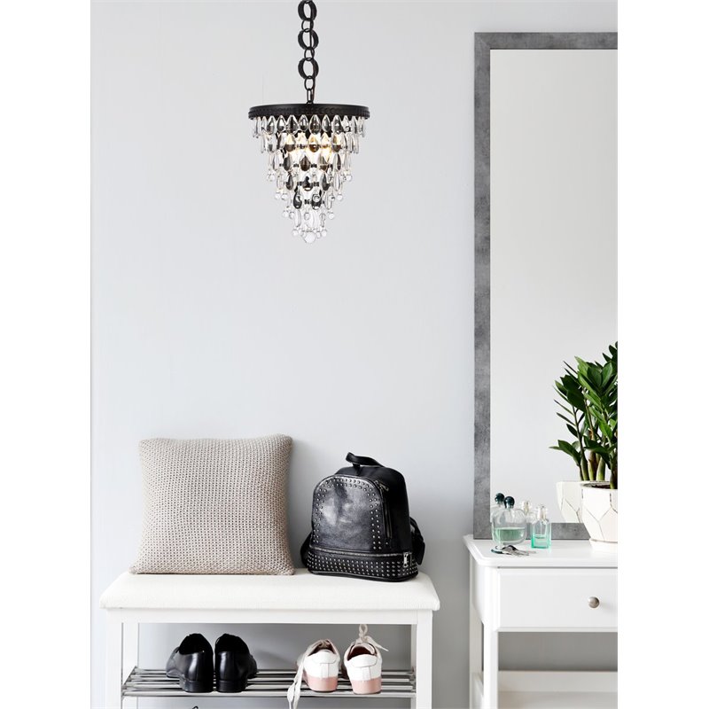 Elegant Lighting Nordic 3-Lights Contemporary Iron and Glass Pendant in Black