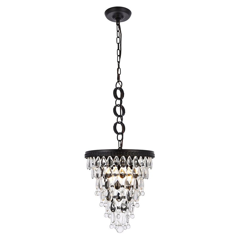 Elegant Lighting Nordic 3-Lights Contemporary Iron and Glass Pendant in Black