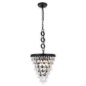 elegant lighting nordic 3-lights contemporary iron and glass pendant in black