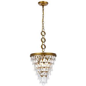 elegant lighting nordic 3-lights contemporary iron and glass pendant in brass