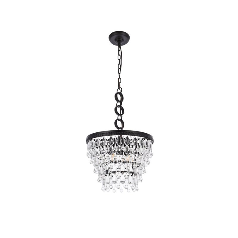Elegant Lighting Nordic 4-Lights Contemporary Iron and Glass Pendant in Black
