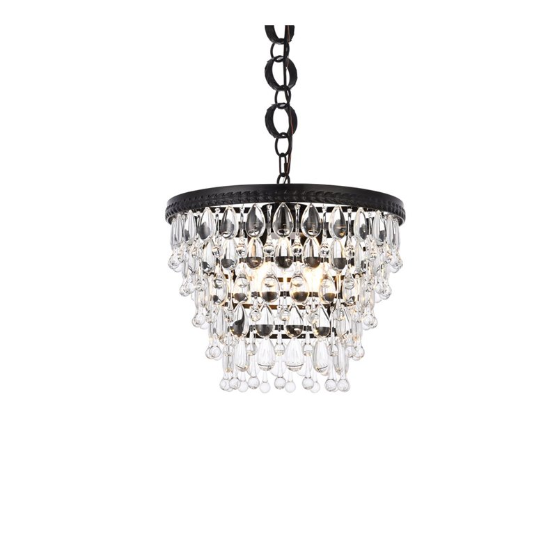 Elegant Lighting Nordic 4-Lights Contemporary Iron and Glass Pendant in Black