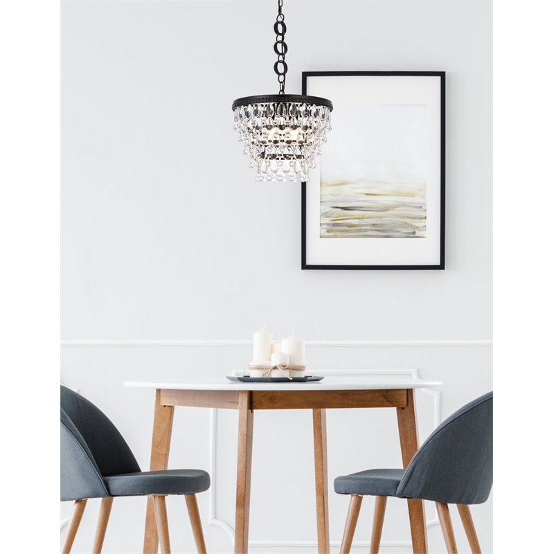 Elegant Lighting Nordic 4-Lights Contemporary Iron and Glass Pendant in Black