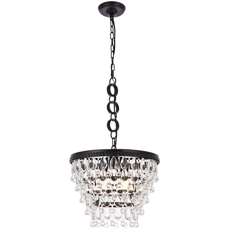 Elegant Lighting Nordic 4-Lights Contemporary Iron and Glass Pendant in Black