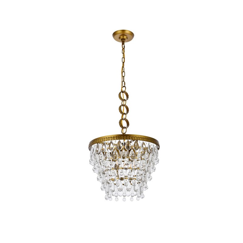 Elegant Lighting Nordic 4-Lights Contemporary Iron and Glass Pendant in Brass