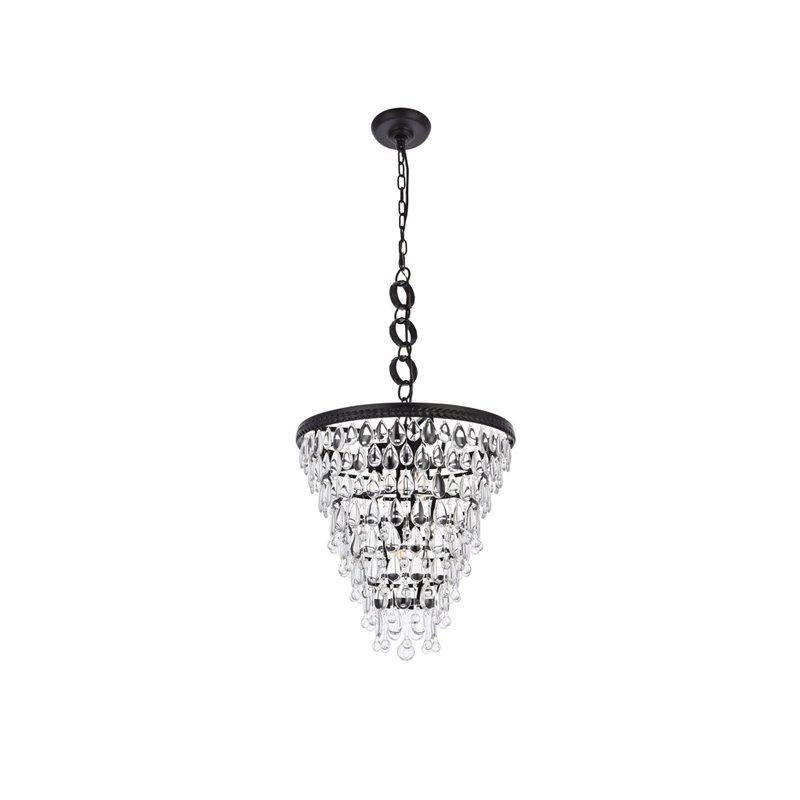 Elegant Lighting Nordic 5-Lights Contemporary Iron and Glass Pendant in Black