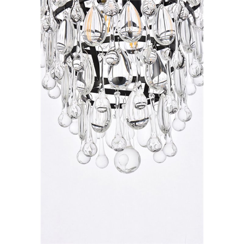 Elegant Lighting Nordic 5-Lights Contemporary Iron and Glass Pendant in Black