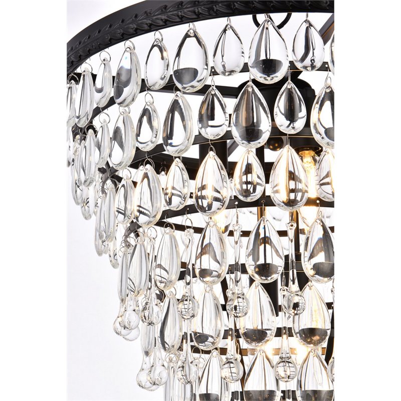 Elegant Lighting Nordic 5-Lights Contemporary Iron and Glass Pendant in Black