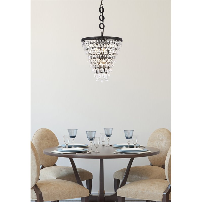 Elegant Lighting Nordic 5-Lights Contemporary Iron and Glass Pendant in Black