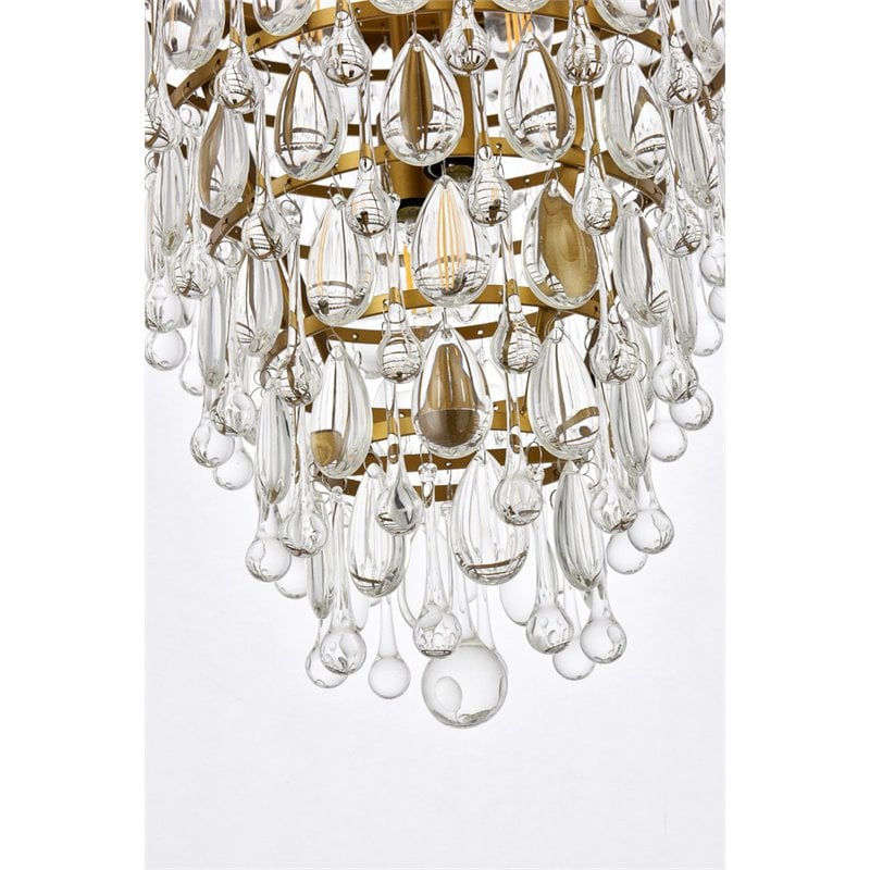 Elegant Lighting Nordic 5-Lights Contemporary Iron and Glass Pendant in Brass