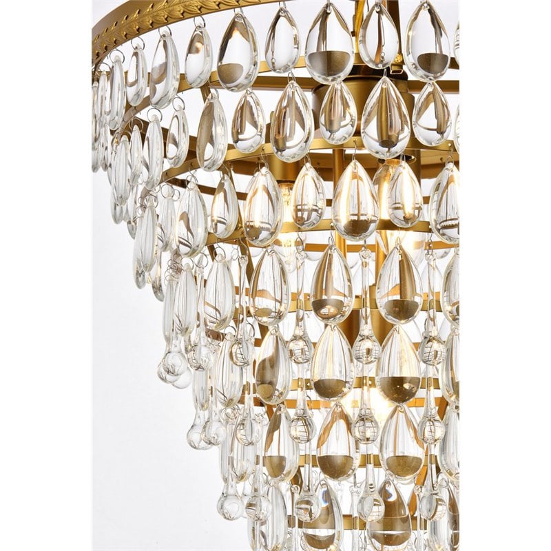 Elegant Lighting Nordic 5-Lights Contemporary Iron and Glass Pendant in Brass