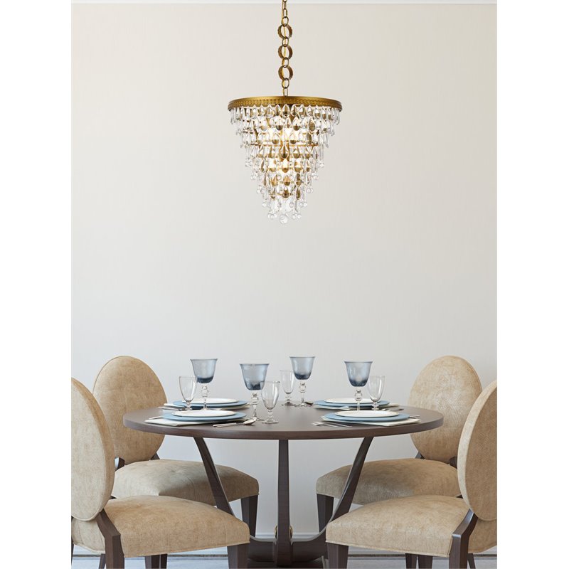 Elegant Lighting Nordic 5-Lights Contemporary Iron and Glass Pendant in Brass