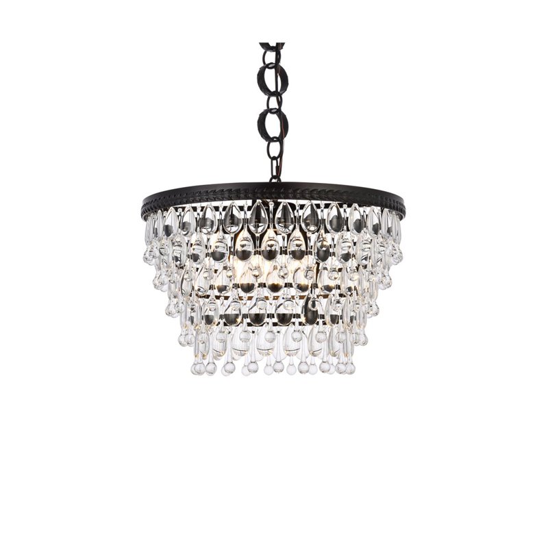 Elegant Lighting Nordic 5-Light Contemporary Iron and Glass Pendant in Black