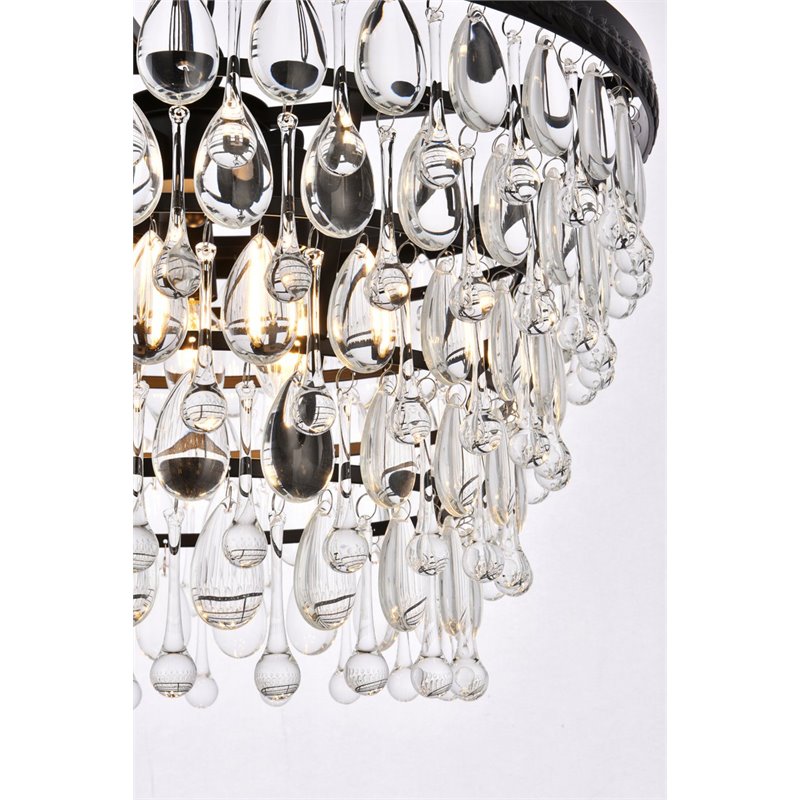 Elegant Lighting Nordic 5-Light Contemporary Iron and Glass Pendant in Black