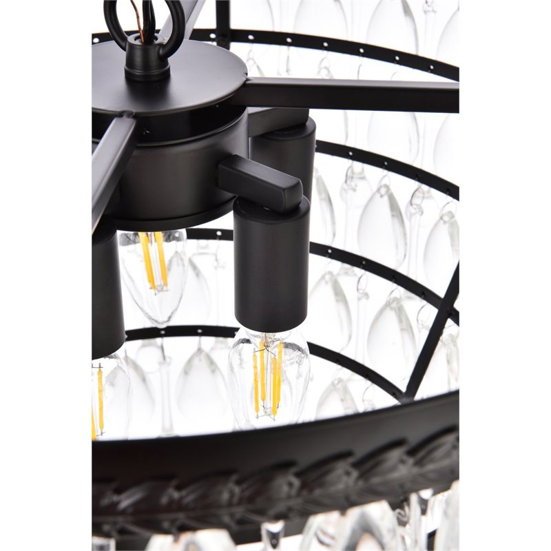 Elegant Lighting Nordic 5-Light Contemporary Iron and Glass Pendant in Black