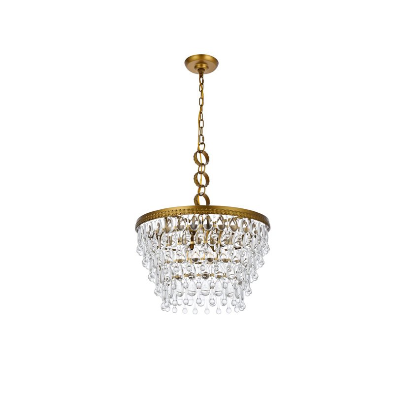 Elegant Lighting Nordic 5-Light Contemporary Iron and Glass Pendant in Brass