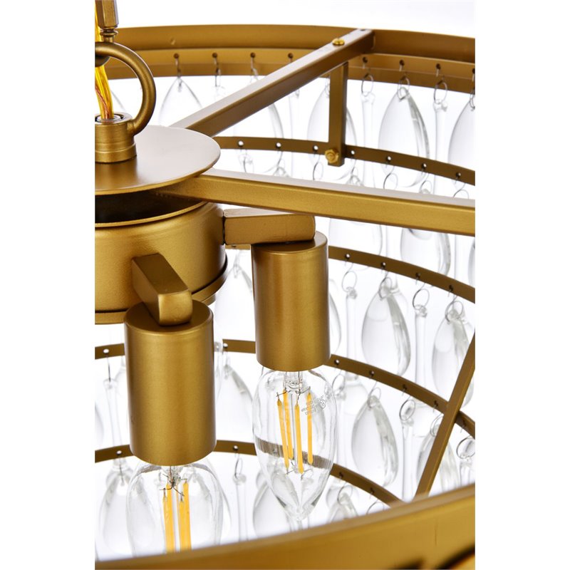 Elegant Lighting Nordic 5-Light Contemporary Iron and Glass Pendant in Brass